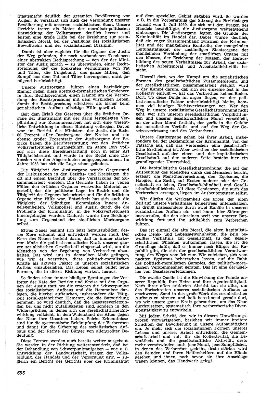Neue Justiz (NJ), Zeitschrift für Recht und Rechtswissenschaft [Deutsche Demokratische Republik (DDR)], 13. Jahrgang 1959, Seite 696 (NJ DDR 1959, S. 696)