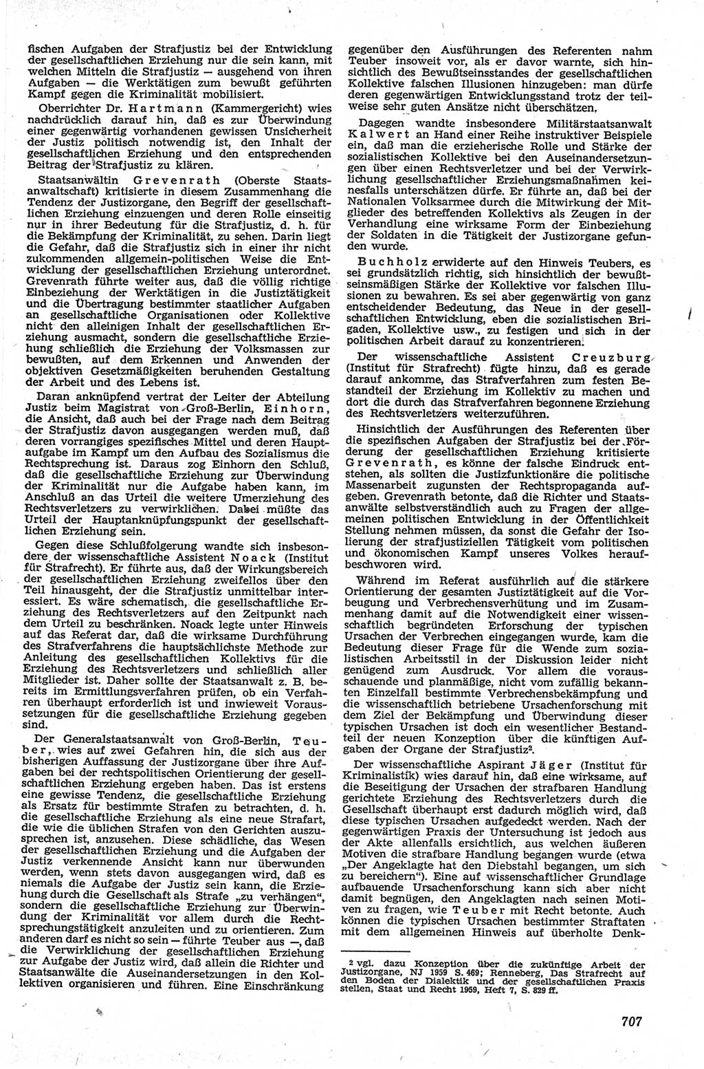 Neue Justiz (NJ), Zeitschrift für Recht und Rechtswissenschaft [Deutsche Demokratische Republik (DDR)], 13. Jahrgang 1959, Seite 707 (NJ DDR 1959, S. 707)