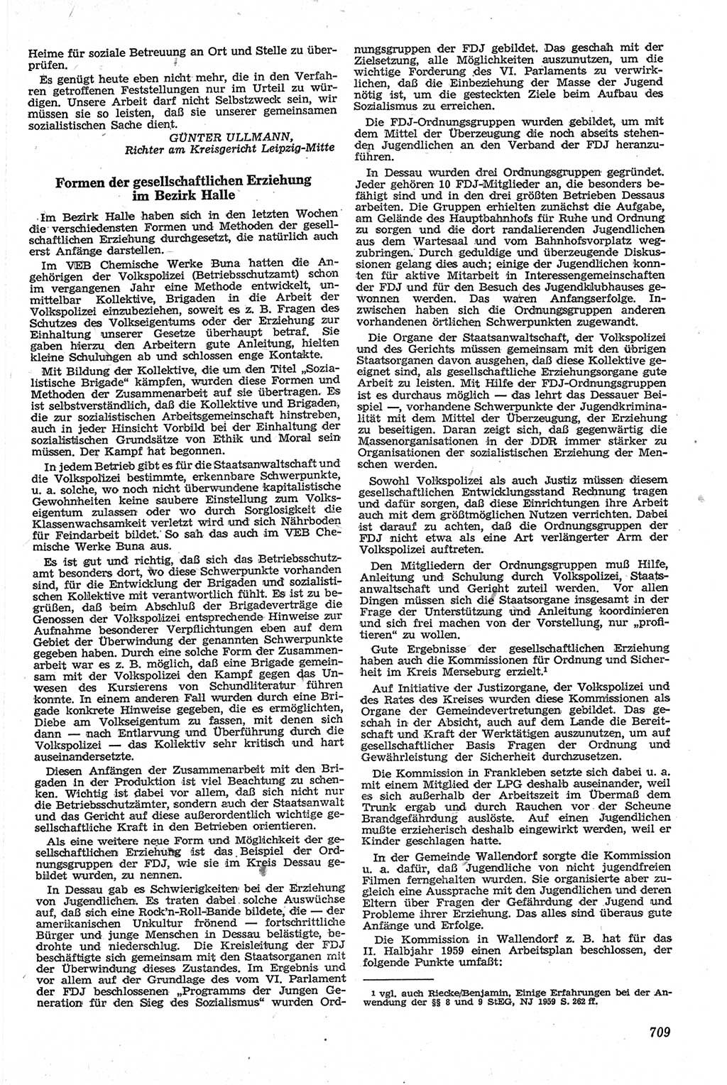 Neue Justiz (NJ), Zeitschrift für Recht und Rechtswissenschaft [Deutsche Demokratische Republik (DDR)], 13. Jahrgang 1959, Seite 709 (NJ DDR 1959, S. 709)