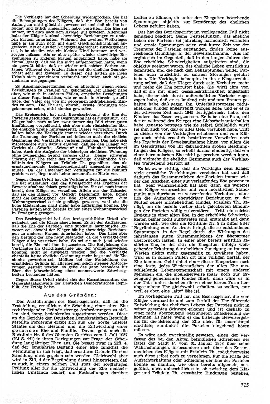 Neue Justiz (NJ), Zeitschrift für Recht und Rechtswissenschaft [Deutsche Demokratische Republik (DDR)], 13. Jahrgang 1959, Seite 715 (NJ DDR 1959, S. 715)
