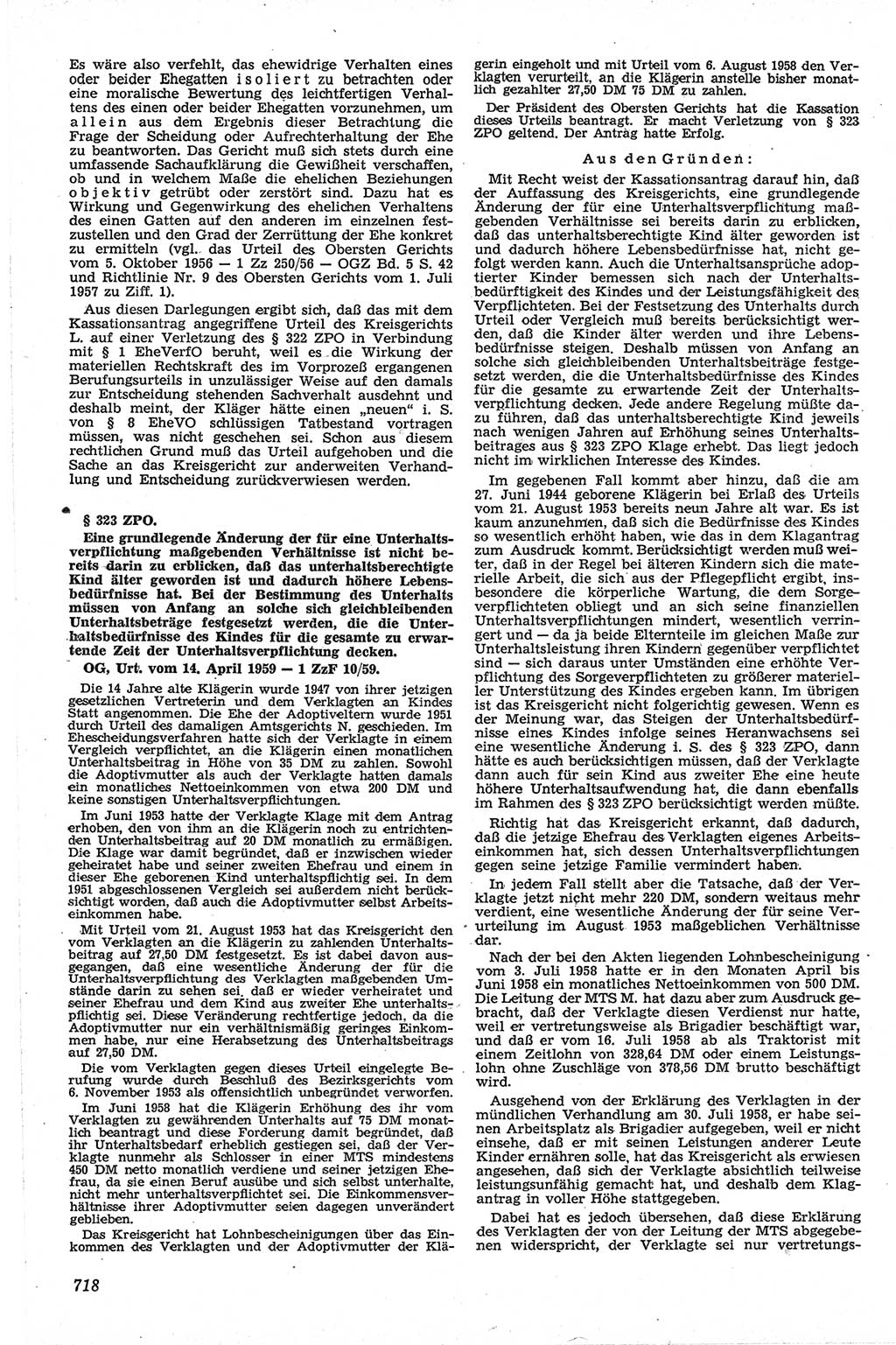 Neue Justiz (NJ), Zeitschrift für Recht und Rechtswissenschaft [Deutsche Demokratische Republik (DDR)], 13. Jahrgang 1959, Seite 718 (NJ DDR 1959, S. 718)