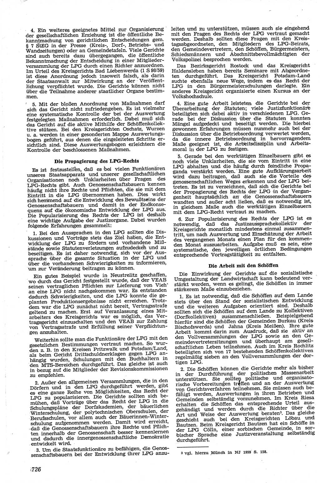 Neue Justiz (NJ), Zeitschrift für Recht und Rechtswissenschaft [Deutsche Demokratische Republik (DDR)], 13. Jahrgang 1959, Seite 726 (NJ DDR 1959, S. 726)