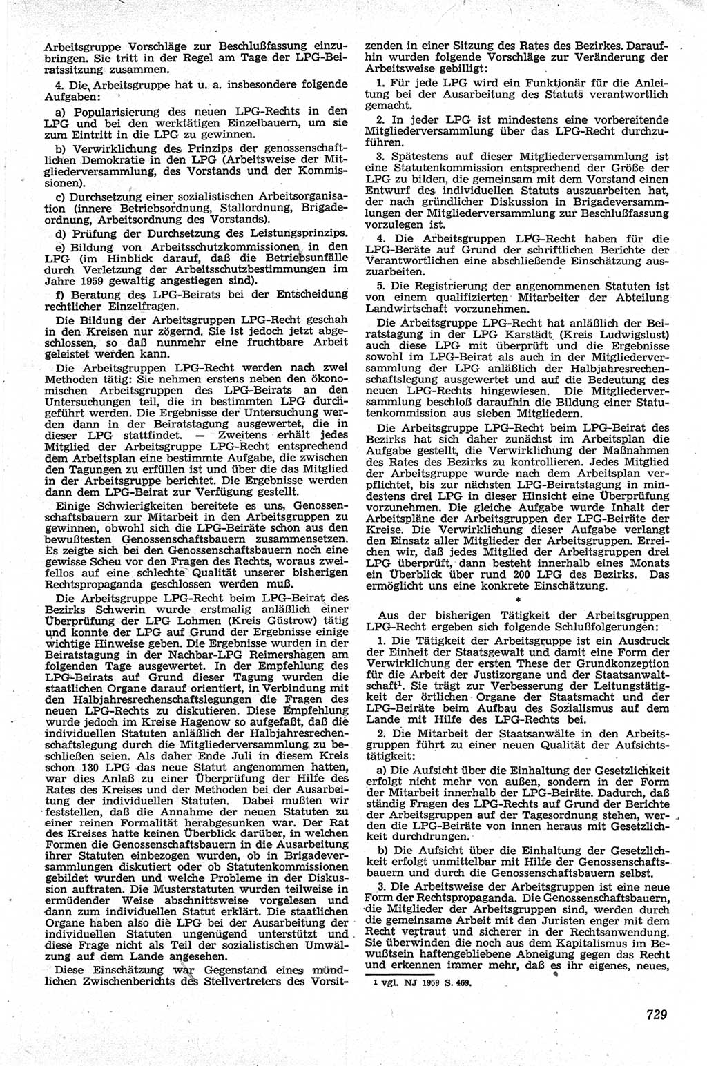 Neue Justiz (NJ), Zeitschrift für Recht und Rechtswissenschaft [Deutsche Demokratische Republik (DDR)], 13. Jahrgang 1959, Seite 729 (NJ DDR 1959, S. 729)