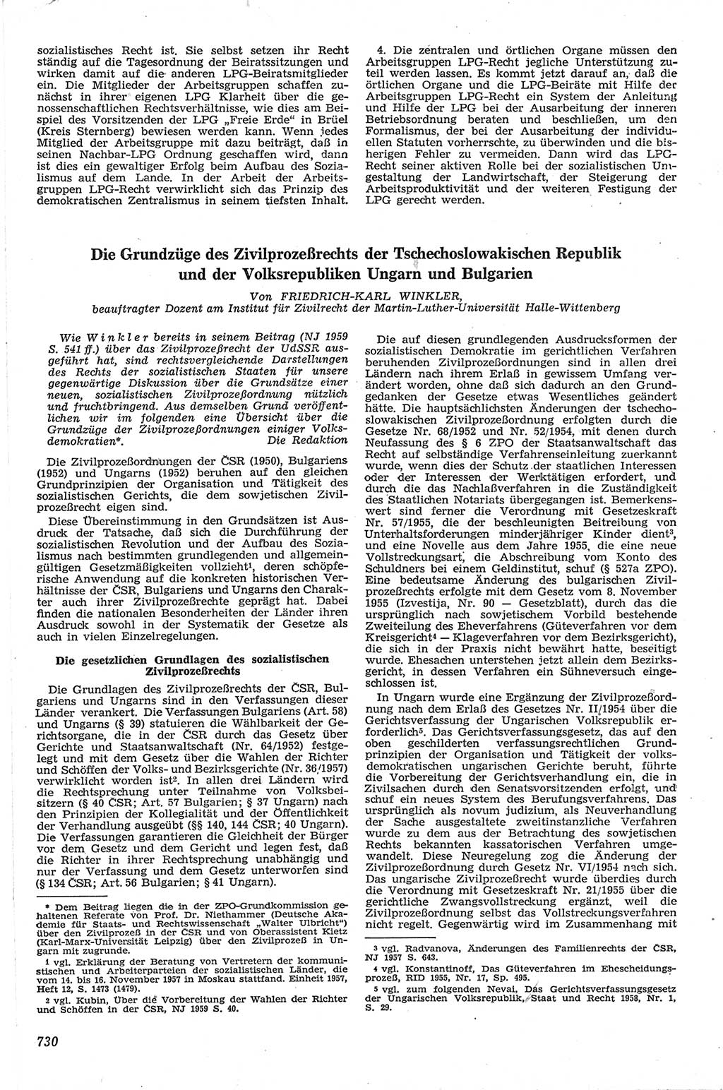 Neue Justiz (NJ), Zeitschrift für Recht und Rechtswissenschaft [Deutsche Demokratische Republik (DDR)], 13. Jahrgang 1959, Seite 730 (NJ DDR 1959, S. 730)