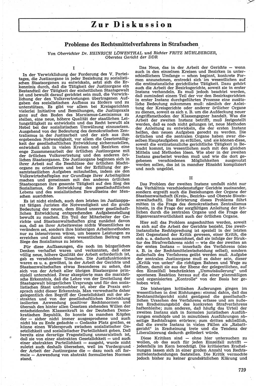 Neue Justiz (NJ), Zeitschrift für Recht und Rechtswissenschaft [Deutsche Demokratische Republik (DDR)], 13. Jahrgang 1959, Seite 739 (NJ DDR 1959, S. 739)