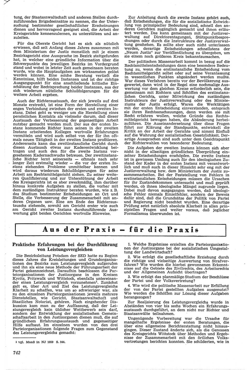 Neue Justiz (NJ), Zeitschrift für Recht und Rechtswissenschaft [Deutsche Demokratische Republik (DDR)], 13. Jahrgang 1959, Seite 742 (NJ DDR 1959, S. 742)