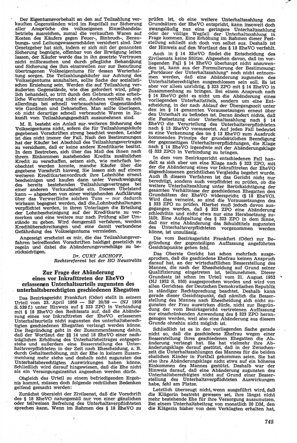 Neue Justiz (NJ), Zeitschrift für Recht und Rechtswissenschaft [Deutsche Demokratische Republik (DDR)], 13. Jahrgang 1959, Seite 745 (NJ DDR 1959, S. 745)