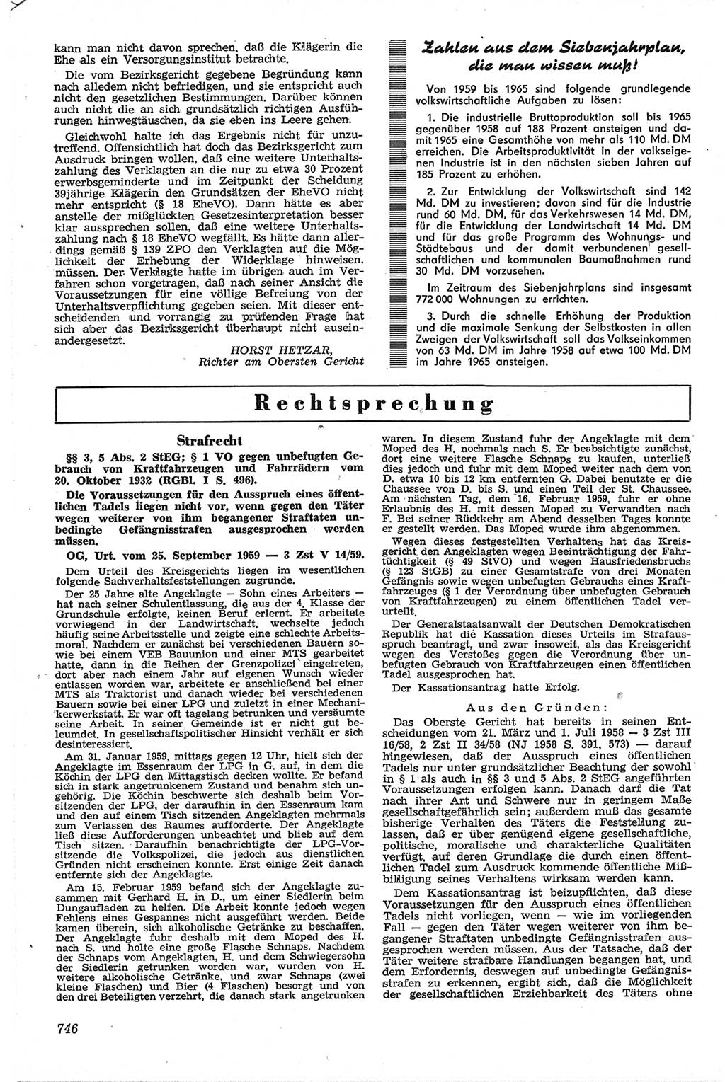 Neue Justiz (NJ), Zeitschrift für Recht und Rechtswissenschaft [Deutsche Demokratische Republik (DDR)], 13. Jahrgang 1959, Seite 746 (NJ DDR 1959, S. 746)