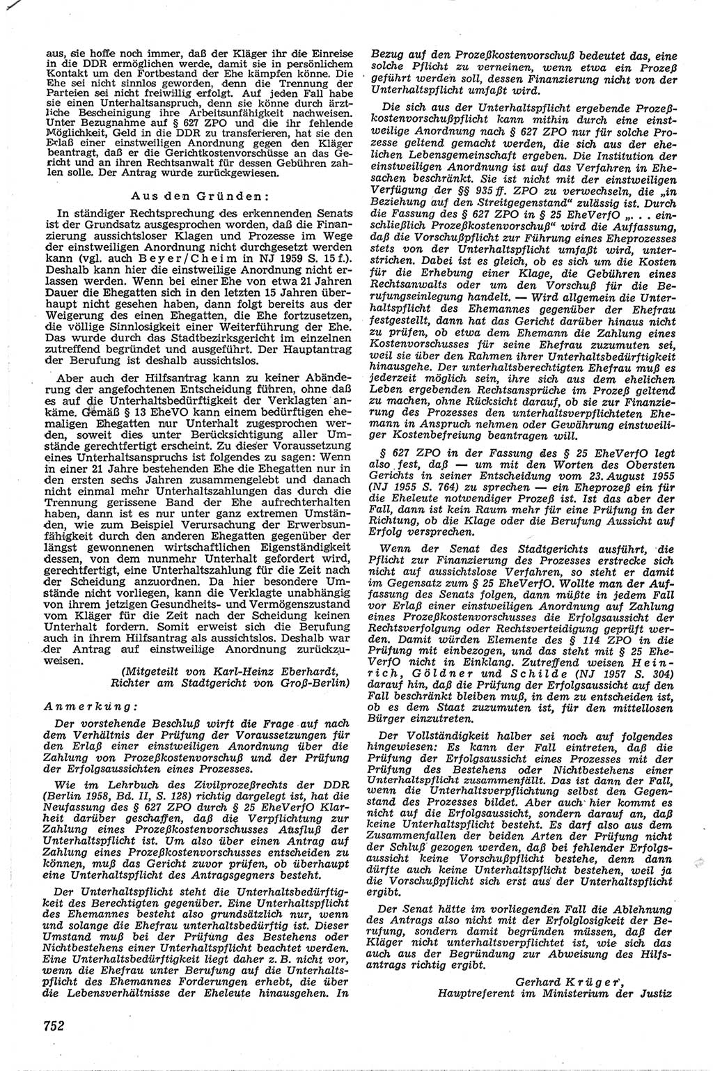 Neue Justiz (NJ), Zeitschrift für Recht und Rechtswissenschaft [Deutsche Demokratische Republik (DDR)], 13. Jahrgang 1959, Seite 752 (NJ DDR 1959, S. 752)