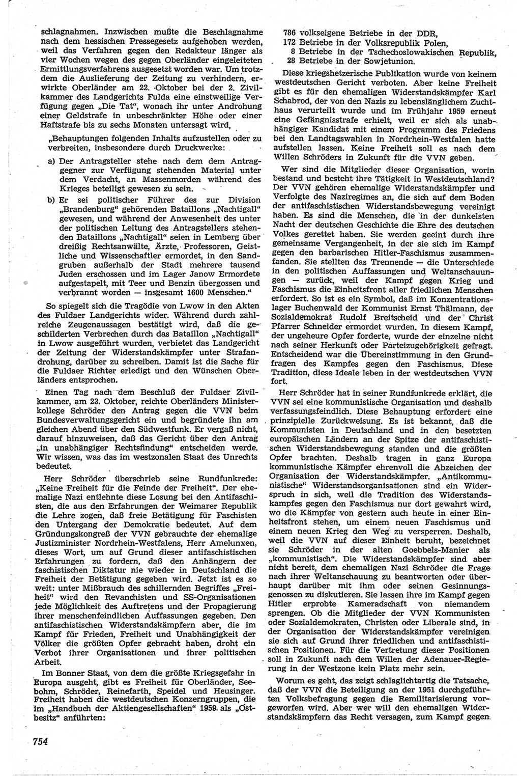 Neue Justiz (NJ), Zeitschrift für Recht und Rechtswissenschaft [Deutsche Demokratische Republik (DDR)], 13. Jahrgang 1959, Seite 754 (NJ DDR 1959, S. 754)