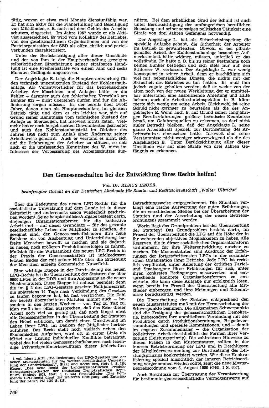 Neue Justiz (NJ), Zeitschrift für Recht und Rechtswissenschaft [Deutsche Demokratische Republik (DDR)], 13. Jahrgang 1959, Seite 766 (NJ DDR 1959, S. 766)