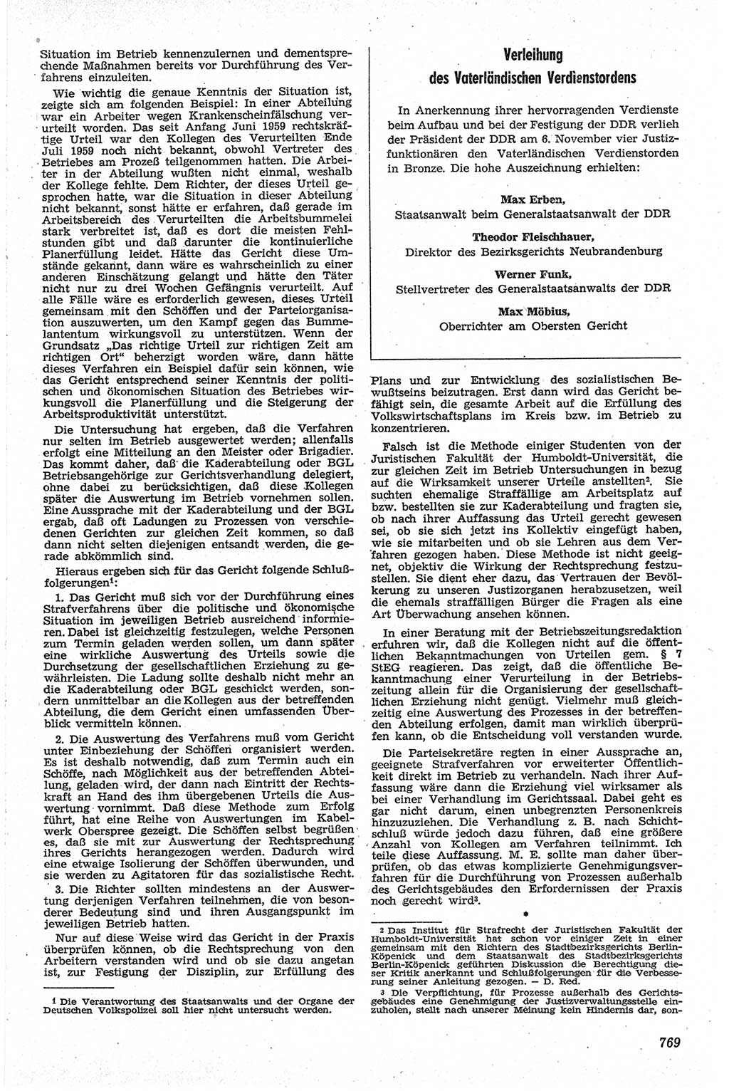Neue Justiz (NJ), Zeitschrift für Recht und Rechtswissenschaft [Deutsche Demokratische Republik (DDR)], 13. Jahrgang 1959, Seite 769 (NJ DDR 1959, S. 769)