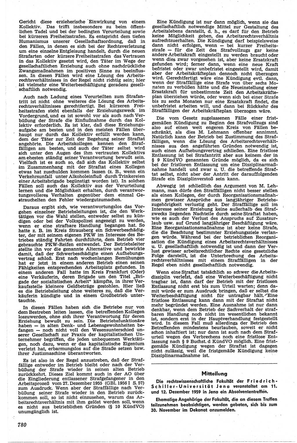 Neue Justiz (NJ), Zeitschrift für Recht und Rechtswissenschaft [Deutsche Demokratische Republik (DDR)], 13. Jahrgang 1959, Seite 780 (NJ DDR 1959, S. 780)