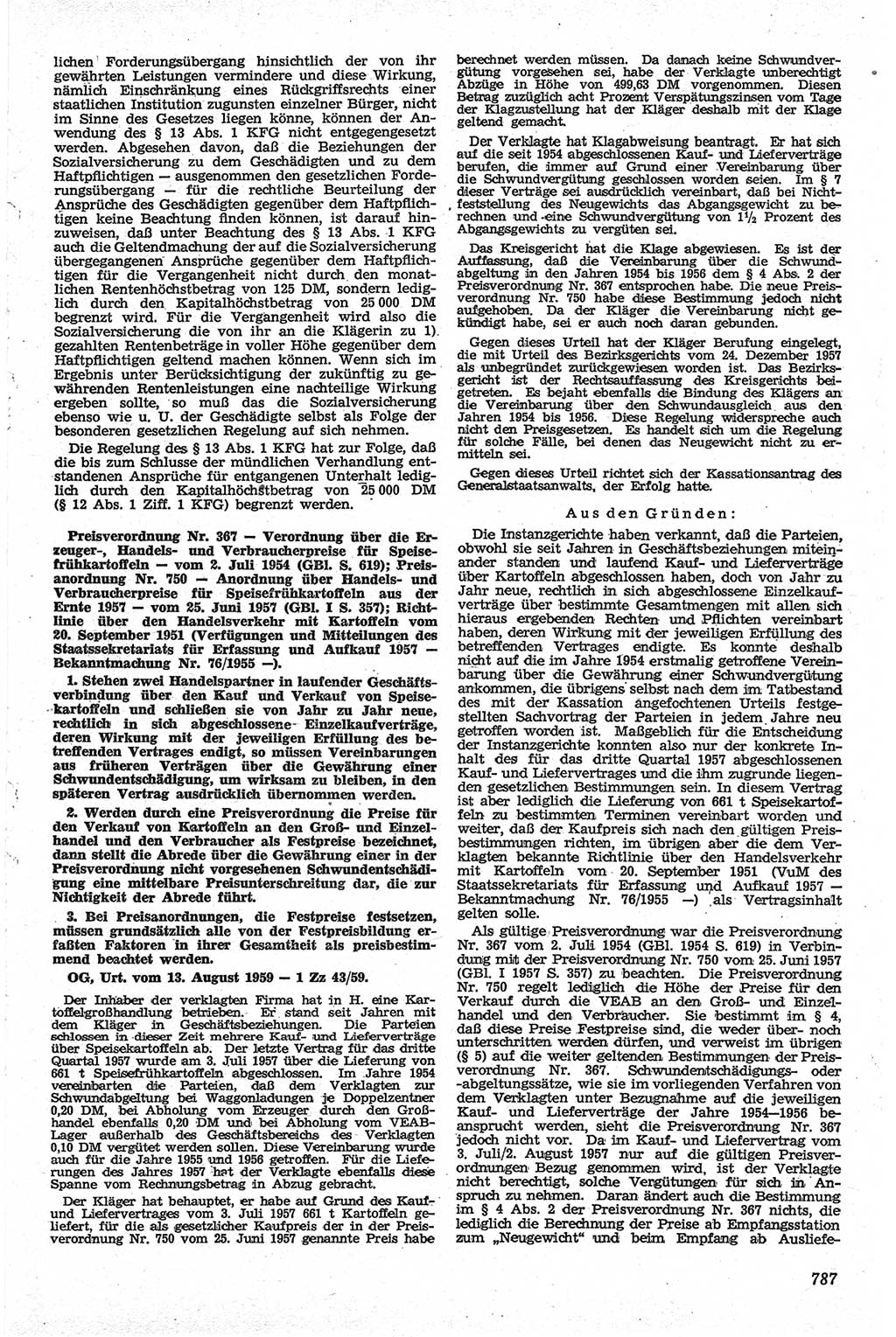 Neue Justiz (NJ), Zeitschrift für Recht und Rechtswissenschaft [Deutsche Demokratische Republik (DDR)], 13. Jahrgang 1959, Seite 787 (NJ DDR 1959, S. 787)