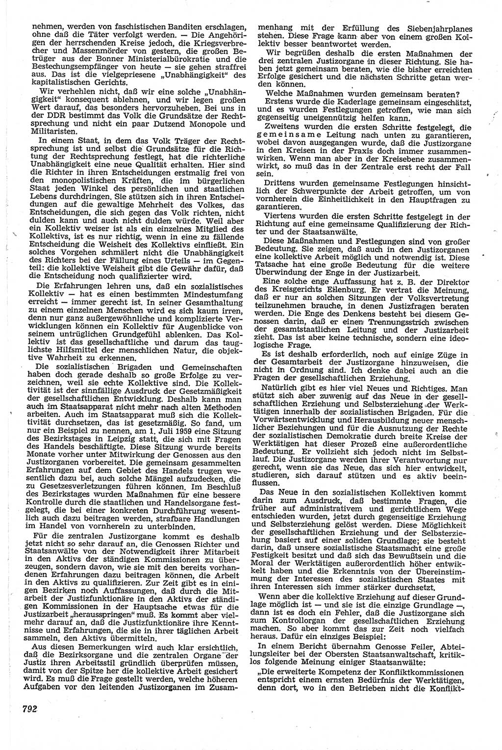 Neue Justiz (NJ), Zeitschrift für Recht und Rechtswissenschaft [Deutsche Demokratische Republik (DDR)], 13. Jahrgang 1959, Seite 792 (NJ DDR 1959, S. 792)