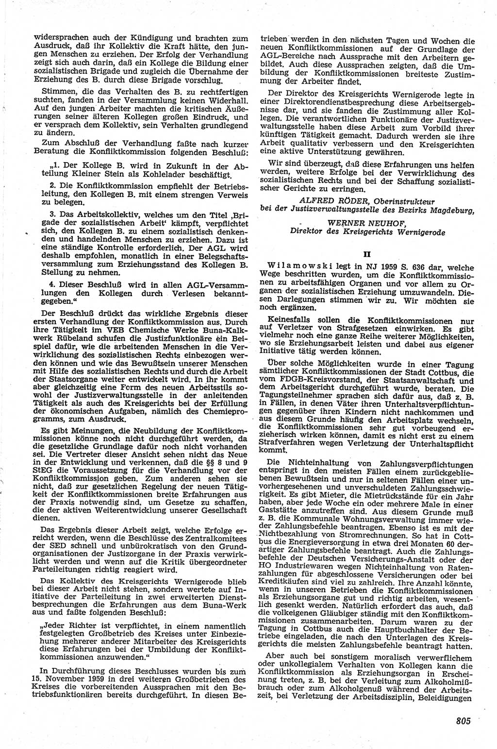 Neue Justiz (NJ), Zeitschrift für Recht und Rechtswissenschaft [Deutsche Demokratische Republik (DDR)], 13. Jahrgang 1959, Seite 805 (NJ DDR 1959, S. 805)