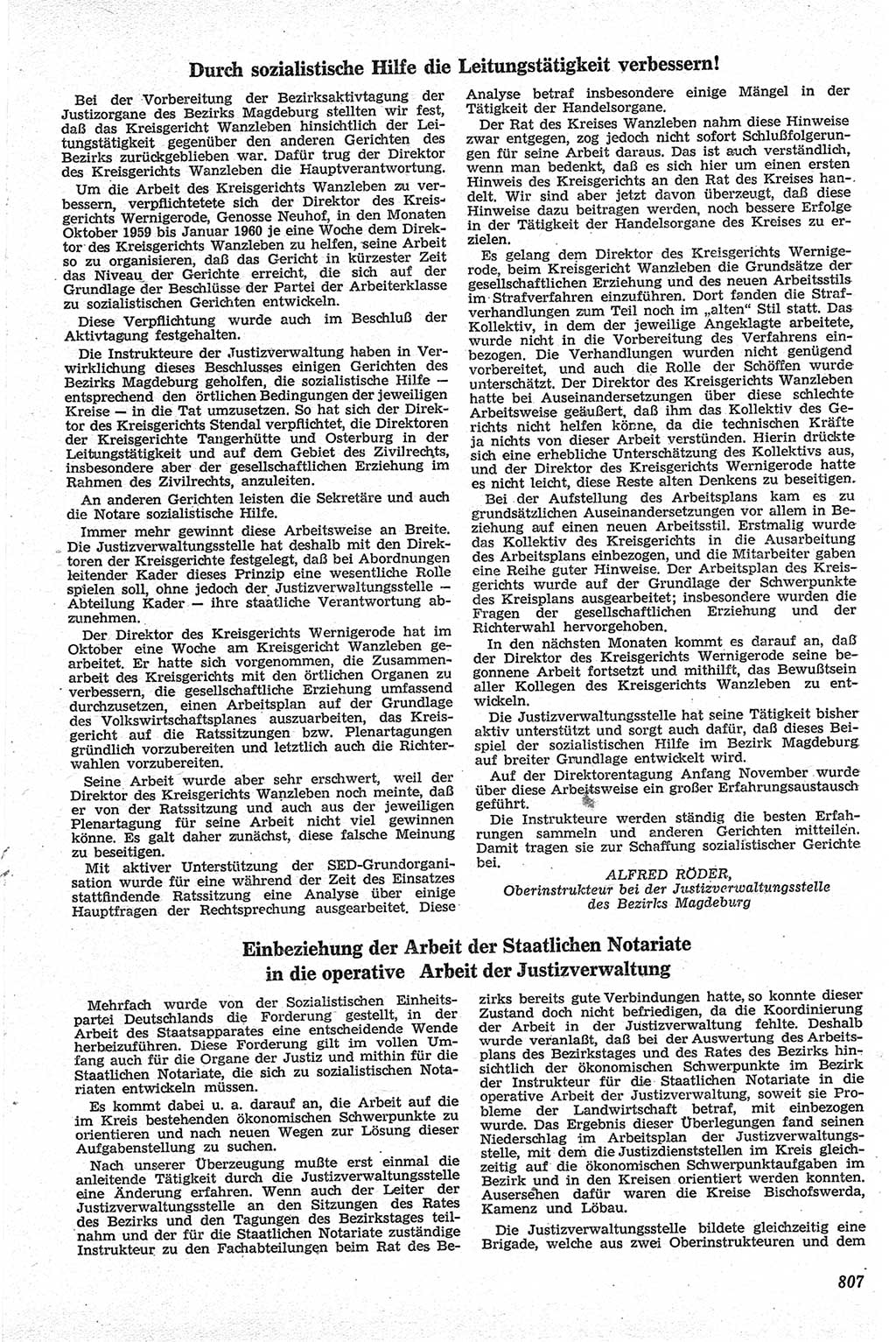 Neue Justiz (NJ), Zeitschrift für Recht und Rechtswissenschaft [Deutsche Demokratische Republik (DDR)], 13. Jahrgang 1959, Seite 807 (NJ DDR 1959, S. 807)