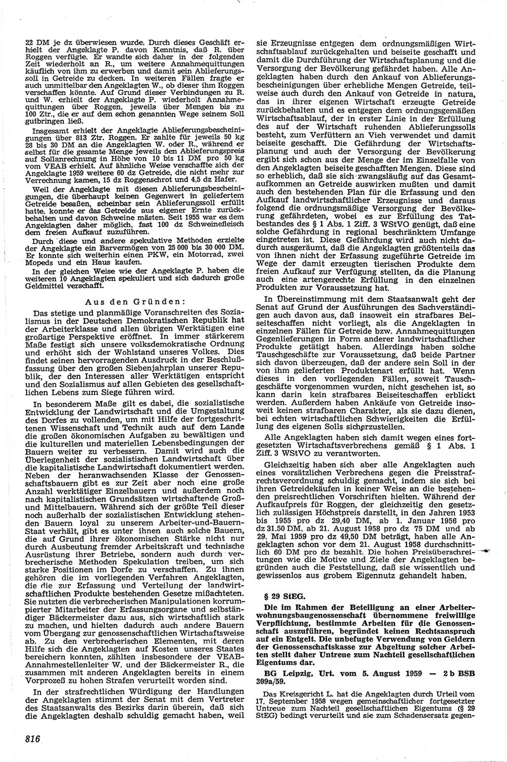 Neue Justiz (NJ), Zeitschrift für Recht und Rechtswissenschaft [Deutsche Demokratische Republik (DDR)], 13. Jahrgang 1959, Seite 816 (NJ DDR 1959, S. 816)
