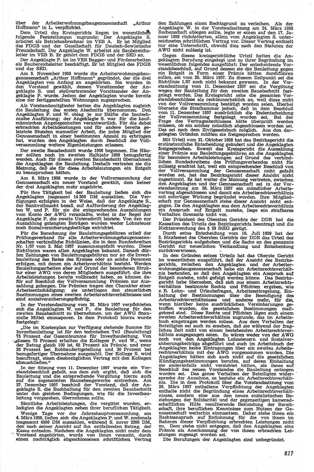 Neue Justiz (NJ), Zeitschrift für Recht und Rechtswissenschaft [Deutsche Demokratische Republik (DDR)], 13. Jahrgang 1959, Seite 817 (NJ DDR 1959, S. 817)