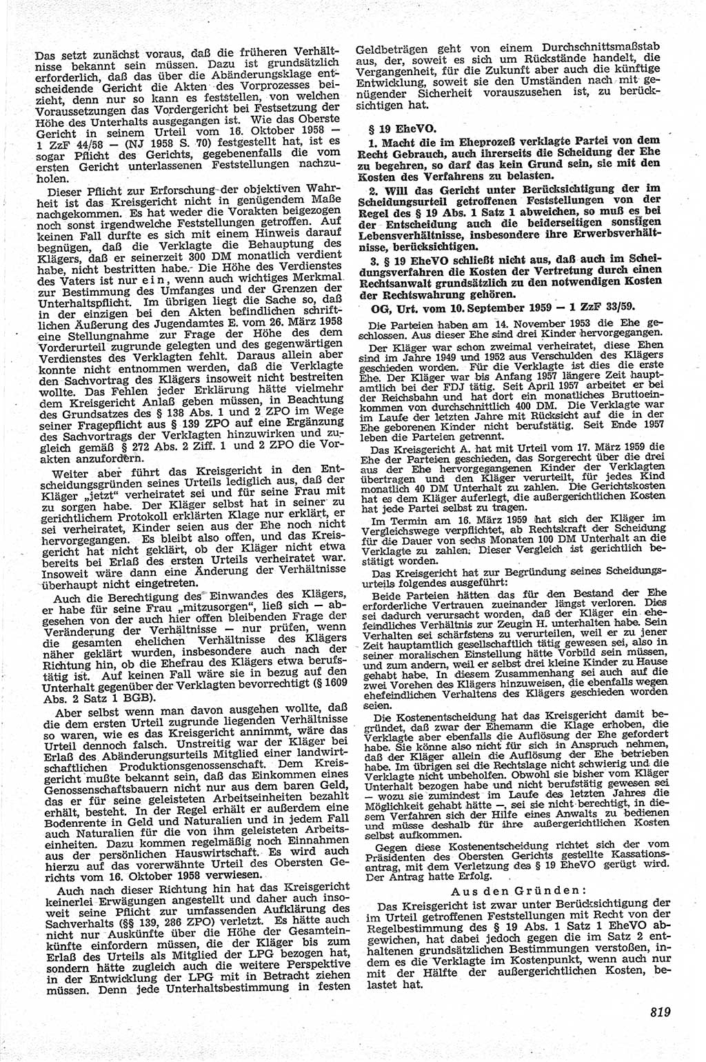 Neue Justiz (NJ), Zeitschrift für Recht und Rechtswissenschaft [Deutsche Demokratische Republik (DDR)], 13. Jahrgang 1959, Seite 819 (NJ DDR 1959, S. 819)
