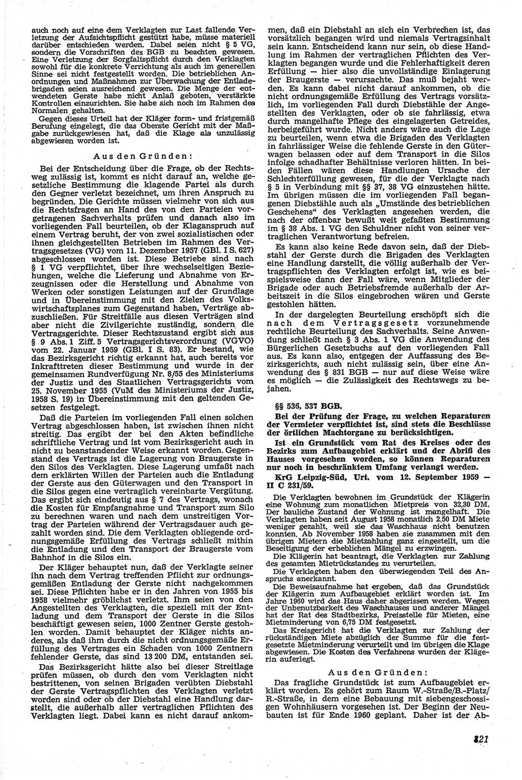 Neue Justiz (NJ), Zeitschrift für Recht und Rechtswissenschaft [Deutsche Demokratische Republik (DDR)], 13. Jahrgang 1959, Seite 821 (NJ DDR 1959, S. 821)