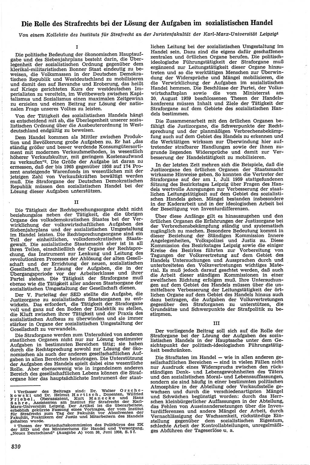 Neue Justiz (NJ), Zeitschrift für Recht und Rechtswissenschaft [Deutsche Demokratische Republik (DDR)], 13. Jahrgang 1959, Seite 830 (NJ DDR 1959, S. 830)