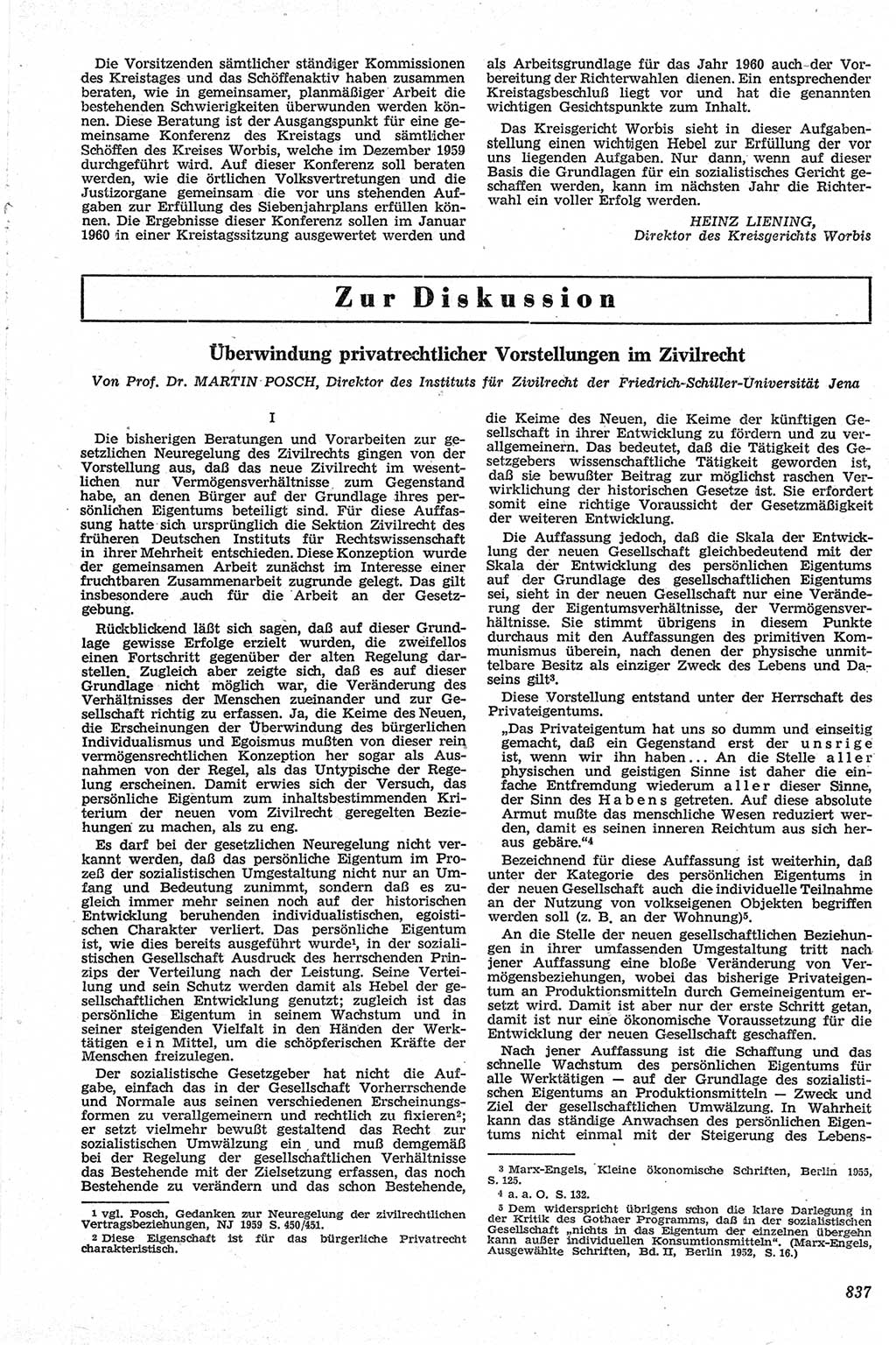 Neue Justiz (NJ), Zeitschrift für Recht und Rechtswissenschaft [Deutsche Demokratische Republik (DDR)], 13. Jahrgang 1959, Seite 837 (NJ DDR 1959, S. 837)