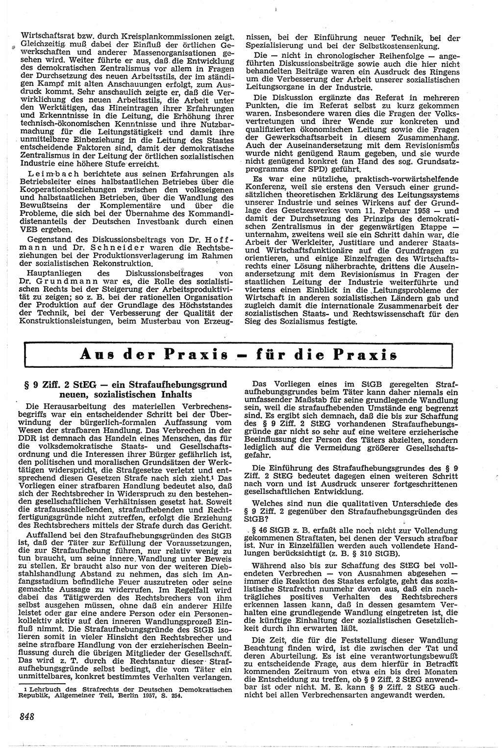 Neue Justiz (NJ), Zeitschrift für Recht und Rechtswissenschaft [Deutsche Demokratische Republik (DDR)], 13. Jahrgang 1959, Seite 848 (NJ DDR 1959, S. 848)