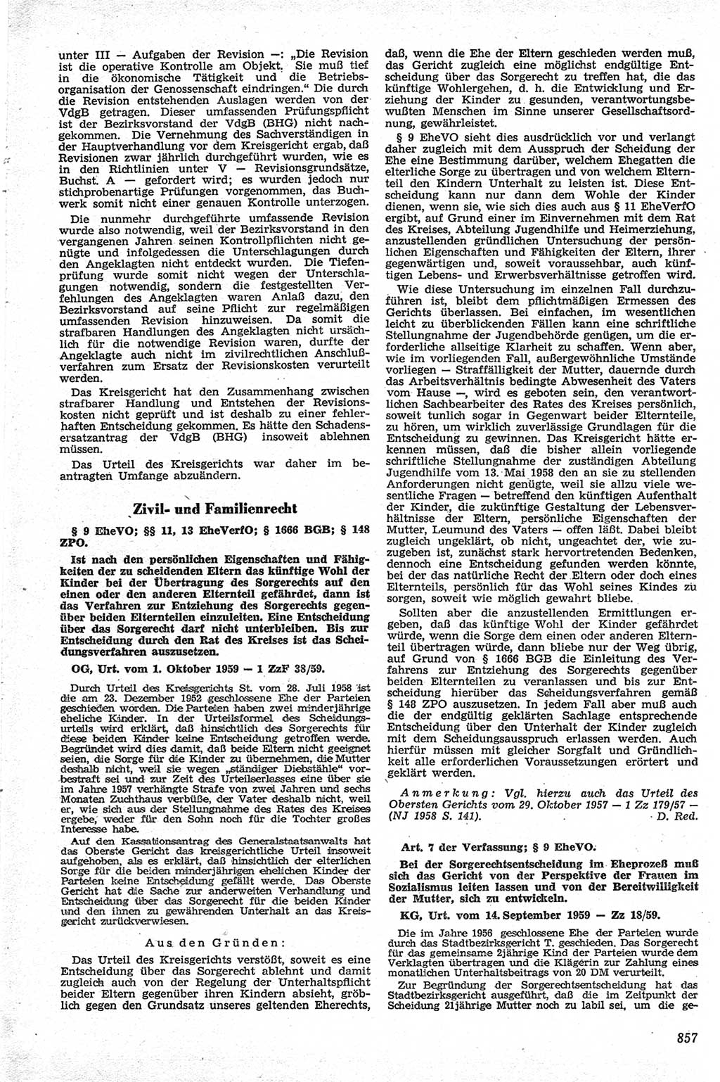 Neue Justiz (NJ), Zeitschrift für Recht und Rechtswissenschaft [Deutsche Demokratische Republik (DDR)], 13. Jahrgang 1959, Seite 857 (NJ DDR 1959, S. 857)