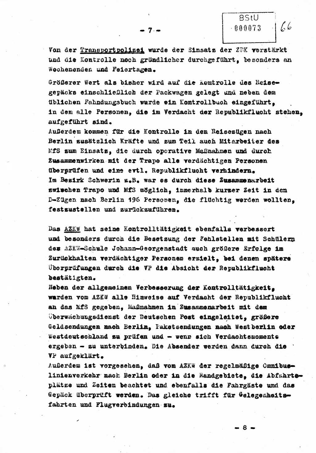 Bericht Nr. 724/60 über die Entwicklung der Republikflucht 1960 und über Maßnahmen und Ergebnisse ihrer Bekämpfung, Ministerium für Staatssicherheit (MfS) [Deutsche Demokratische Republik (DDR)], Streng geheim 724/60, Berlin 1960, Blatt 7 (Ber. DDR MfS str. geh. 724/60 1960, Bl. 7)