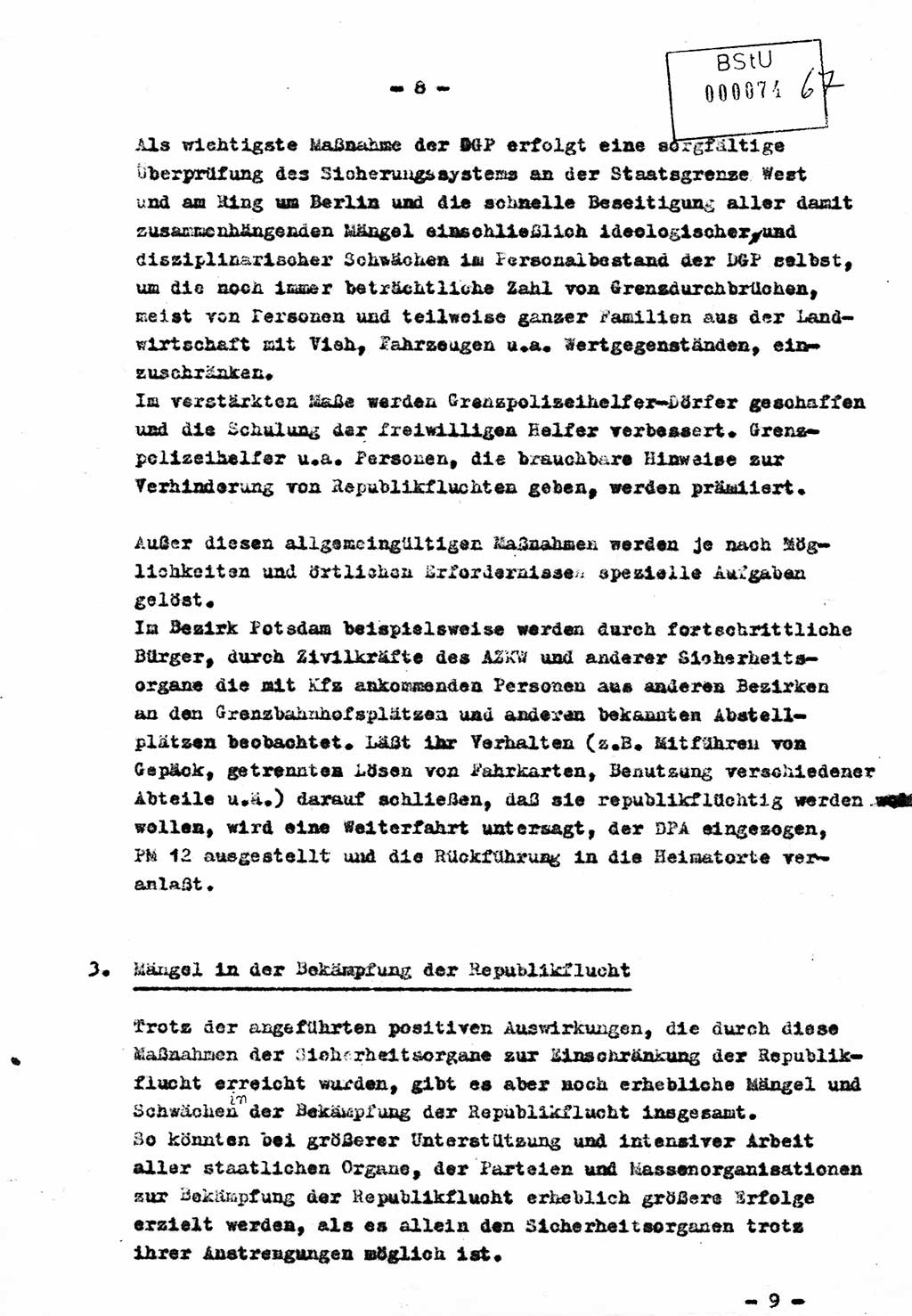 Bericht Nr. 724/60 über die Entwicklung der Republikflucht 1960 und über Maßnahmen und Ergebnisse ihrer Bekämpfung, Ministerium für Staatssicherheit (MfS) [Deutsche Demokratische Republik (DDR)], Streng geheim 724/60, Berlin 1960, Blatt 8 (Ber. DDR MfS str. geh. 724/60 1960, Bl. 8)