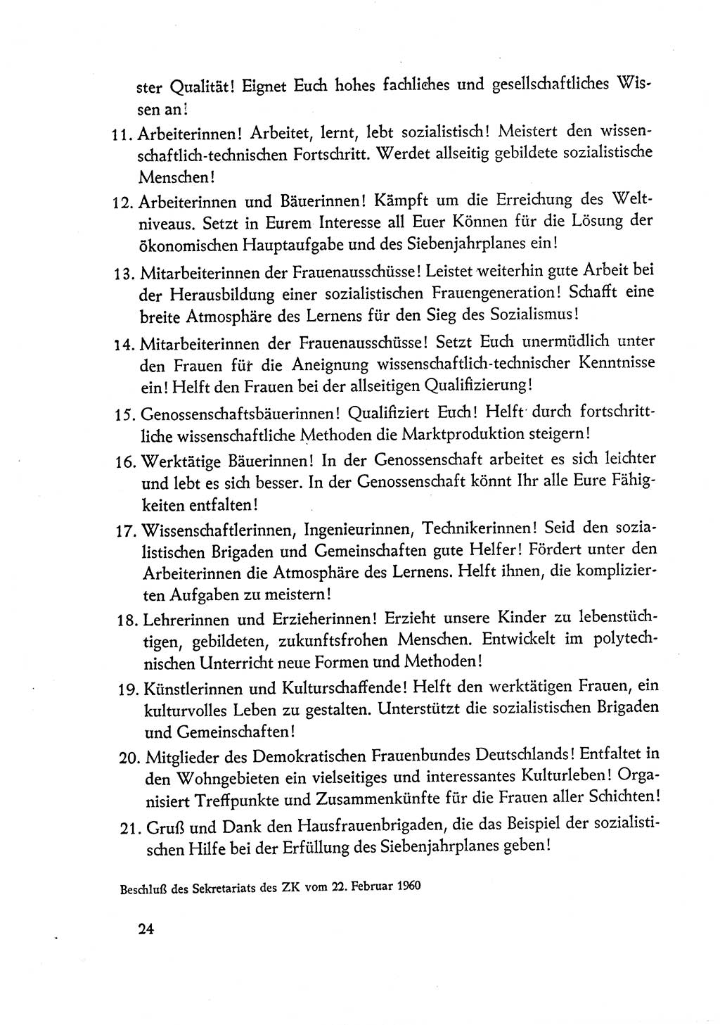 Dokumente der Sozialistischen Einheitspartei Deutschlands (SED) [Deutsche Demokratische Republik (DDR)] 1960-1961, Seite 24 (Dok. SED DDR 1960-1961, S. 24)