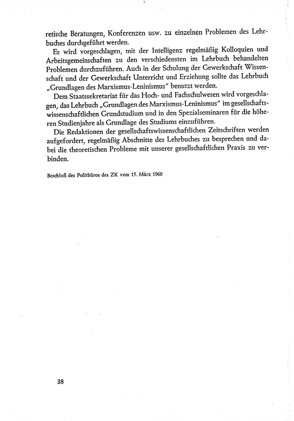 Dokumente der Sozialistischen Einheitspartei Deutschlands (SED) [Deutsche Demokratische Republik (DDR)] 1960-1961, Seite 38 (Dok. SED DDR 1960-1961, S. 38)