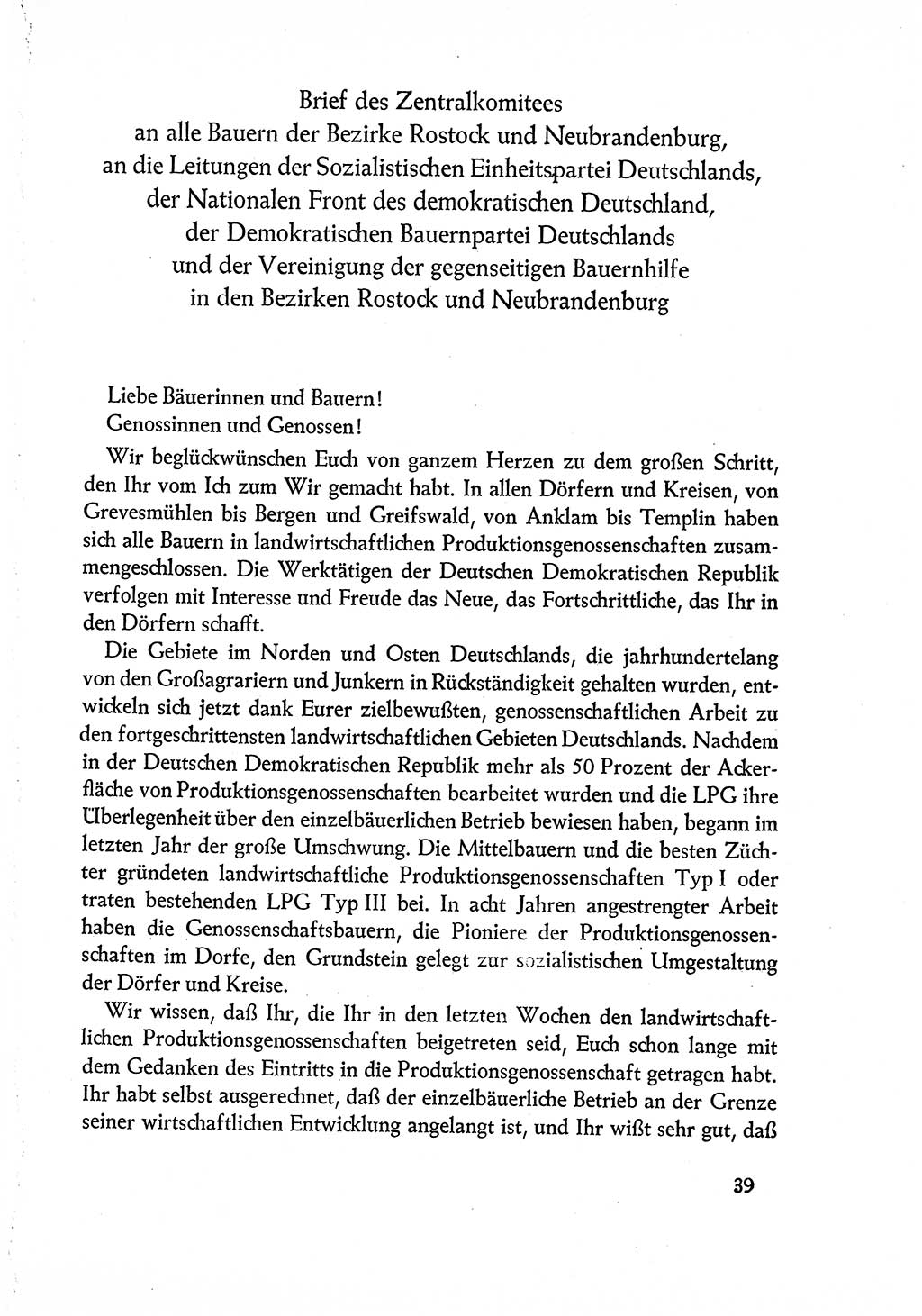 Dokumente der Sozialistischen Einheitspartei Deutschlands (SED) [Deutsche Demokratische Republik (DDR)] 1960-1961, Seite 39 (Dok. SED DDR 1960-1961, S. 39)