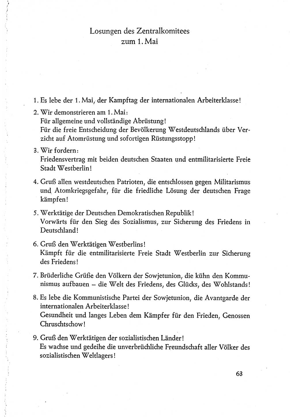 Dokumente der Sozialistischen Einheitspartei Deutschlands (SED) [Deutsche Demokratische Republik (DDR)] 1960-1961, Seite 63 (Dok. SED DDR 1960-1961, S. 63)