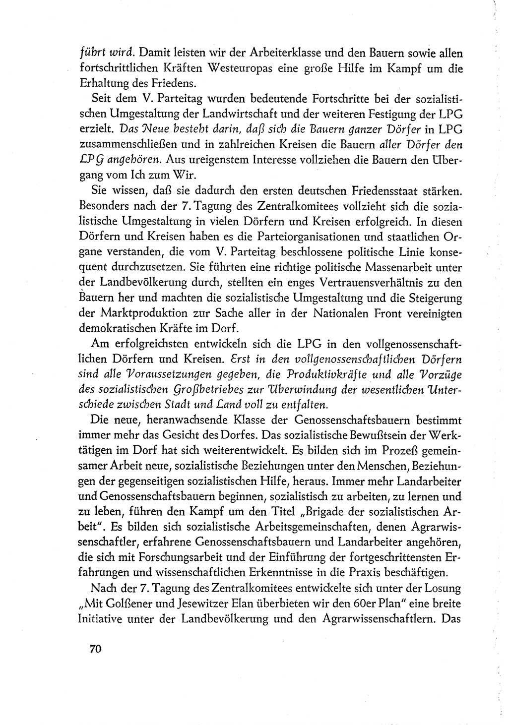 Dokumente der Sozialistischen Einheitspartei Deutschlands (SED) [Deutsche Demokratische Republik (DDR)] 1960-1961, Seite 70 (Dok. SED DDR 1960-1961, S. 70)