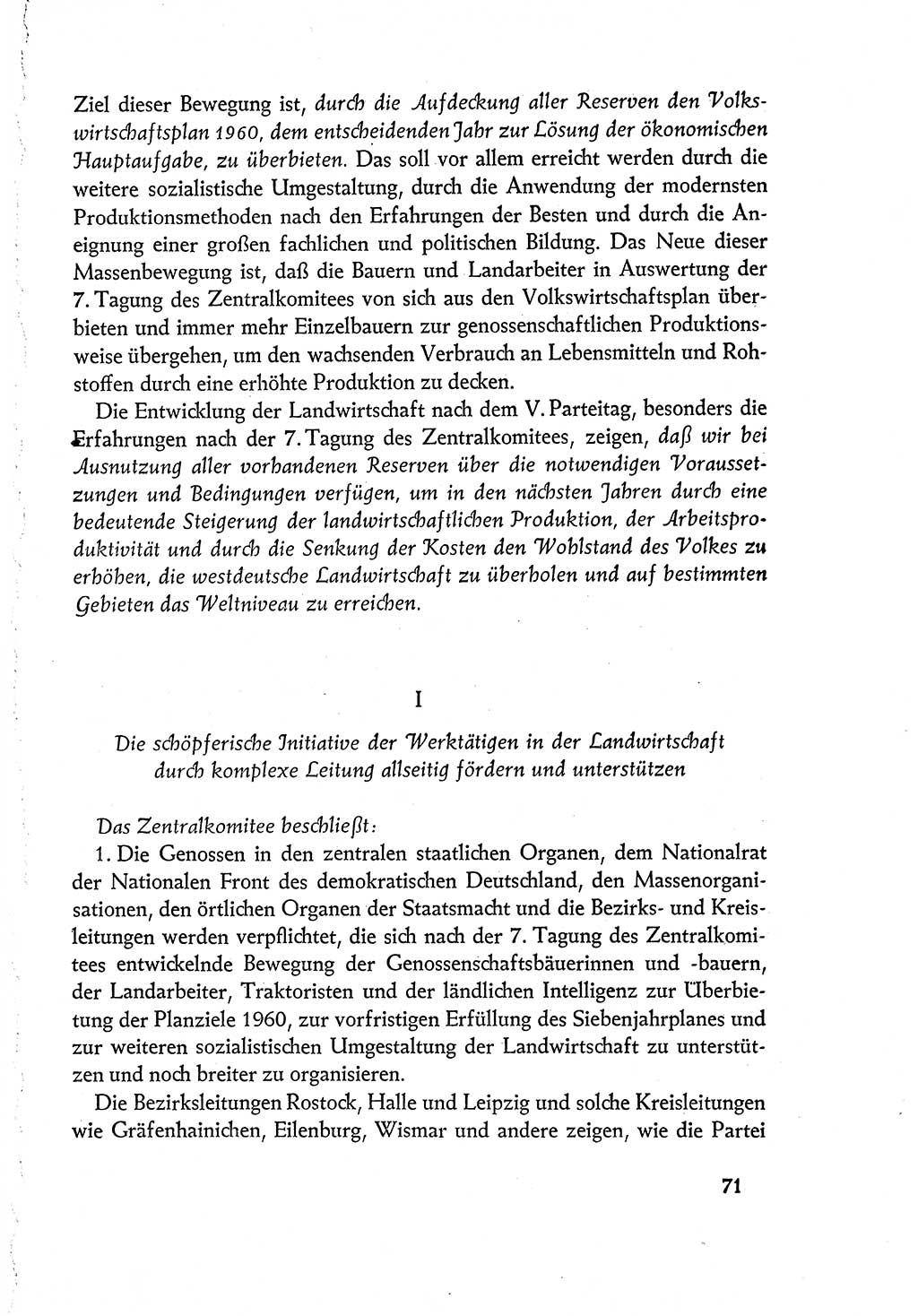 Dokumente der Sozialistischen Einheitspartei Deutschlands (SED) [Deutsche Demokratische Republik (DDR)] 1960-1961, Seite 71 (Dok. SED DDR 1960-1961, S. 71)