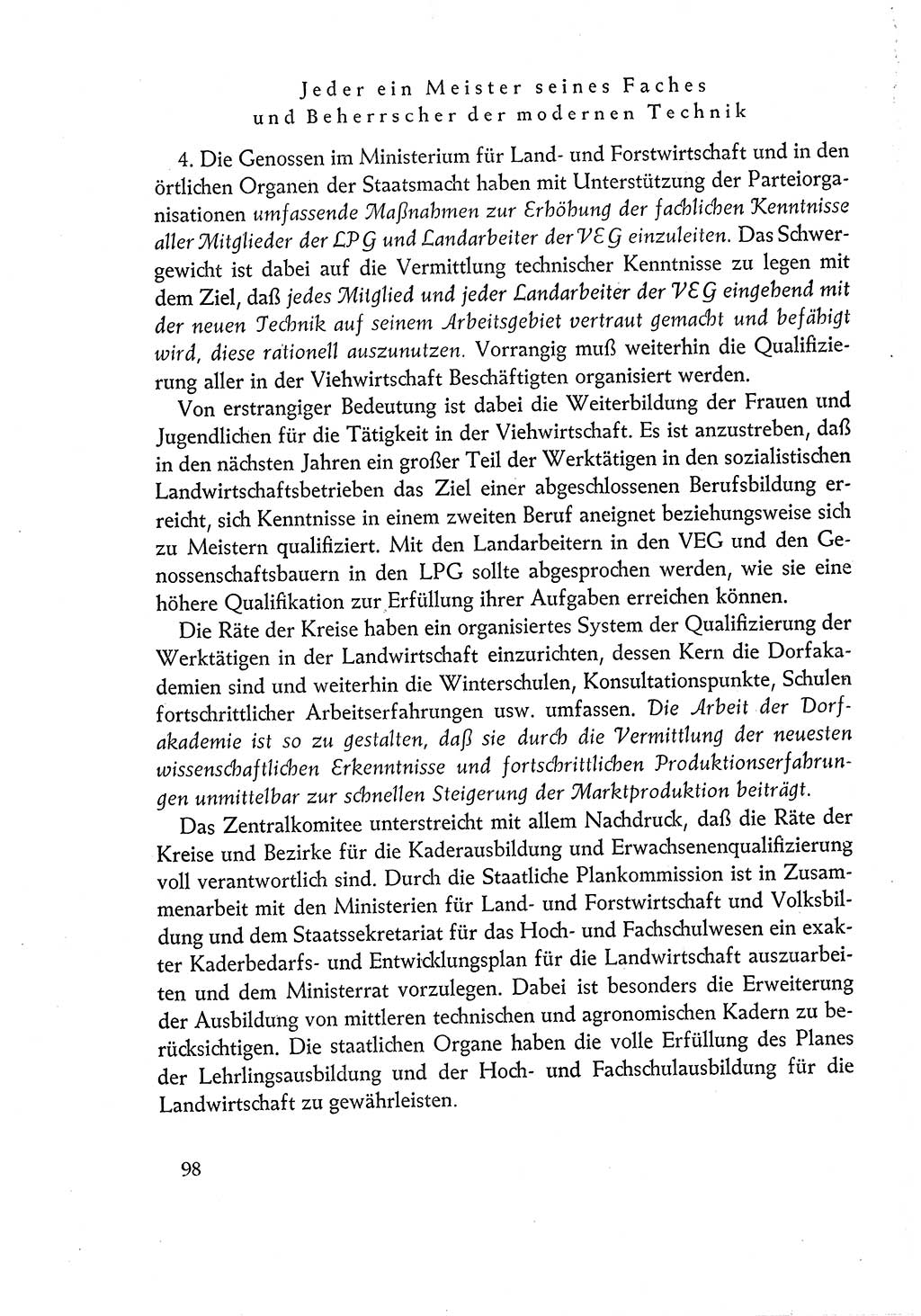 Dokumente der Sozialistischen Einheitspartei Deutschlands (SED) [Deutsche Demokratische Republik (DDR)] 1960-1961, Seite 98 (Dok. SED DDR 1960-1961, S. 98)