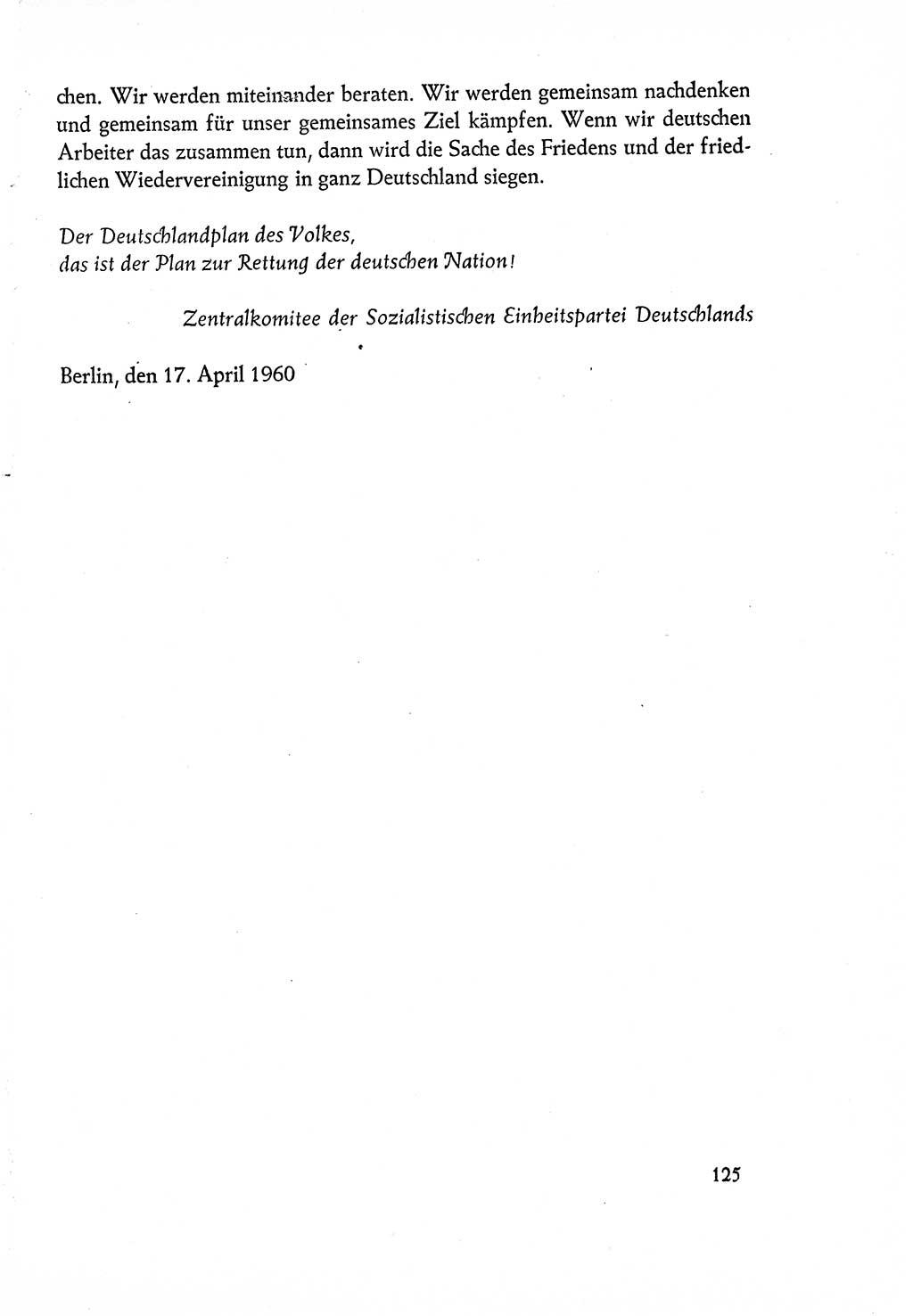 Dokumente der Sozialistischen Einheitspartei Deutschlands (SED) [Deutsche Demokratische Republik (DDR)] 1960-1961, Seite 125 (Dok. SED DDR 1960-1961, S. 125)
