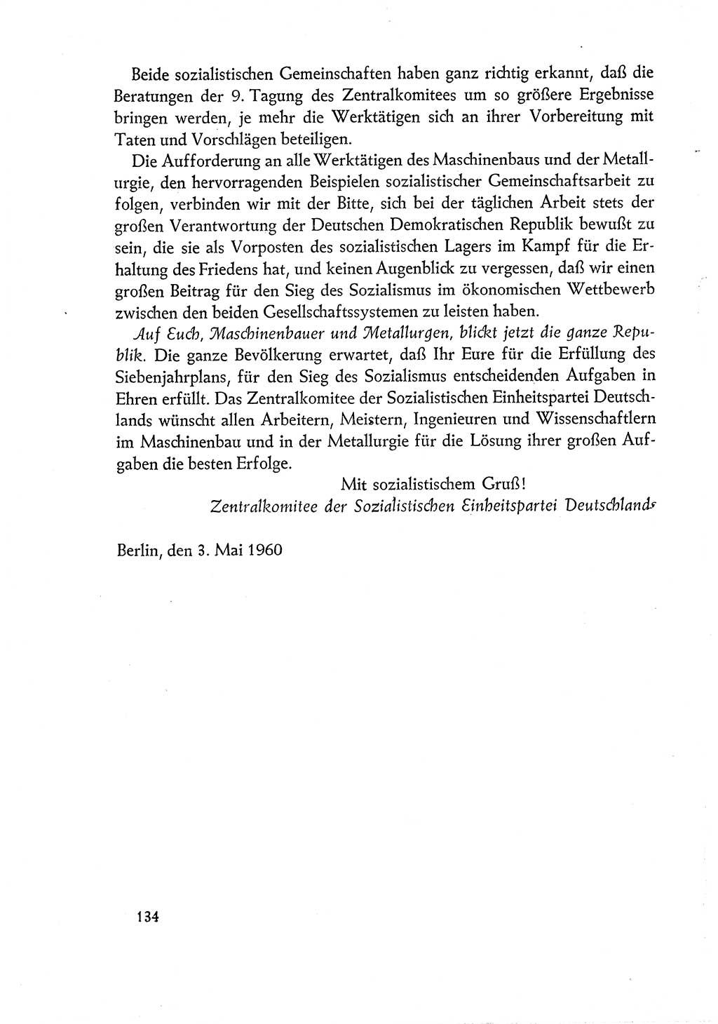 Dokumente der Sozialistischen Einheitspartei Deutschlands (SED) [Deutsche Demokratische Republik (DDR)] 1960-1961, Seite 134 (Dok. SED DDR 1960-1961, S. 134)