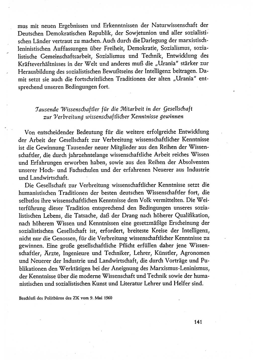 Dokumente der Sozialistischen Einheitspartei Deutschlands (SED) [Deutsche Demokratische Republik (DDR)] 1960-1961, Seite 141 (Dok. SED DDR 1960-1961, S. 141)