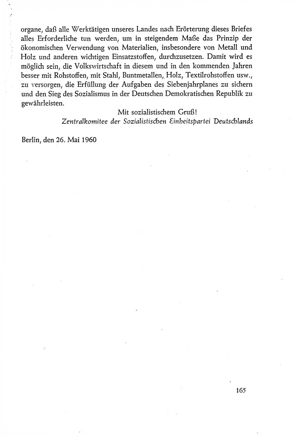 Dokumente der Sozialistischen Einheitspartei Deutschlands (SED) [Deutsche Demokratische Republik (DDR)] 1960-1961, Seite 165 (Dok. SED DDR 1960-1961, S. 165)
