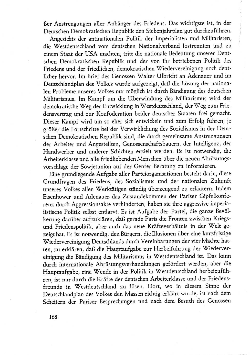 Dokumente der Sozialistischen Einheitspartei Deutschlands (SED) [Deutsche Demokratische Republik (DDR)] 1960-1961, Seite 168 (Dok. SED DDR 1960-1961, S. 168)