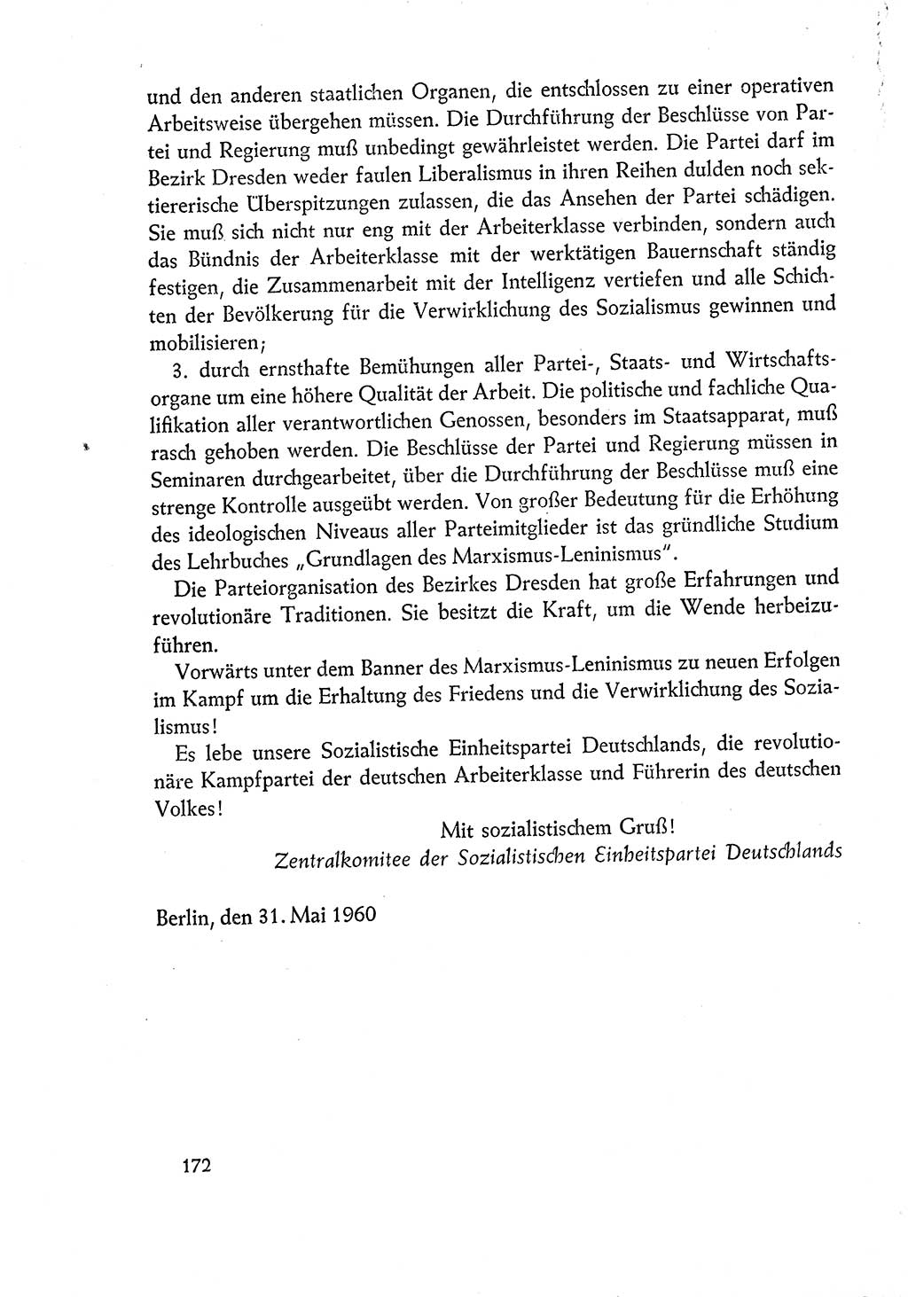 Dokumente der Sozialistischen Einheitspartei Deutschlands (SED) [Deutsche Demokratische Republik (DDR)] 1960-1961, Seite 172 (Dok. SED DDR 1960-1961, S. 172)