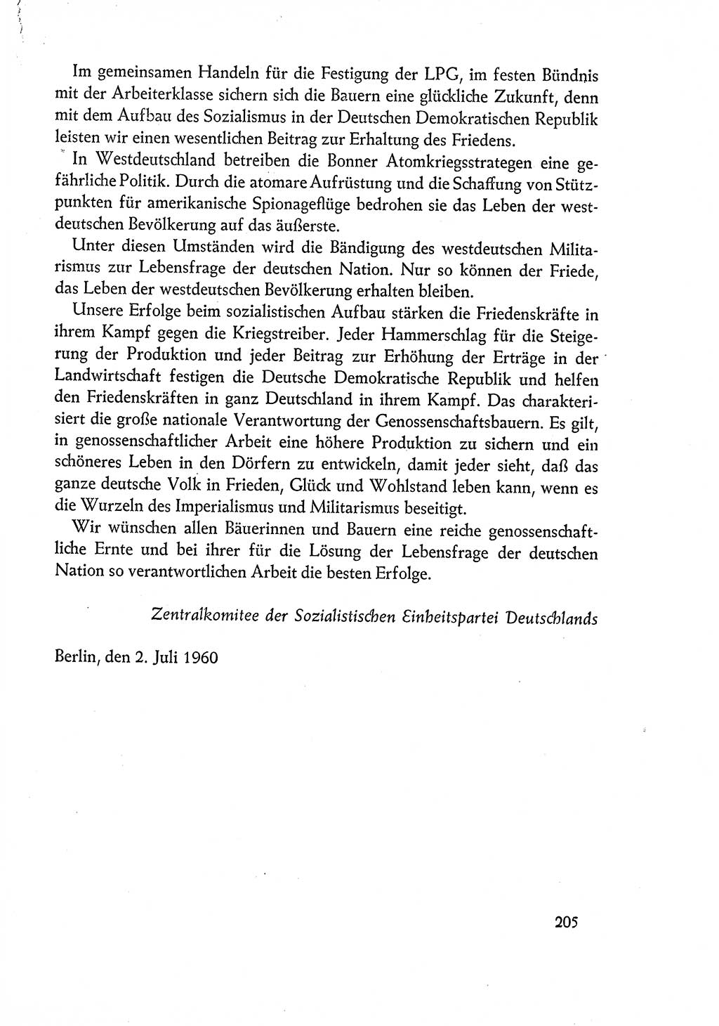 Dokumente der Sozialistischen Einheitspartei Deutschlands (SED) [Deutsche Demokratische Republik (DDR)] 1960-1961, Seite 205 (Dok. SED DDR 1960-1961, S. 205)