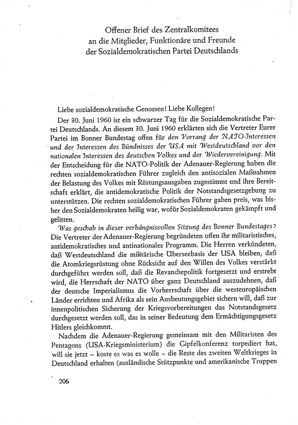 Dokumente der Sozialistischen Einheitspartei Deutschlands (SED) [Deutsche Demokratische Republik (DDR)] 1960-1961, Seite 206 (Dok. SED DDR 1960-1961, S. 206)