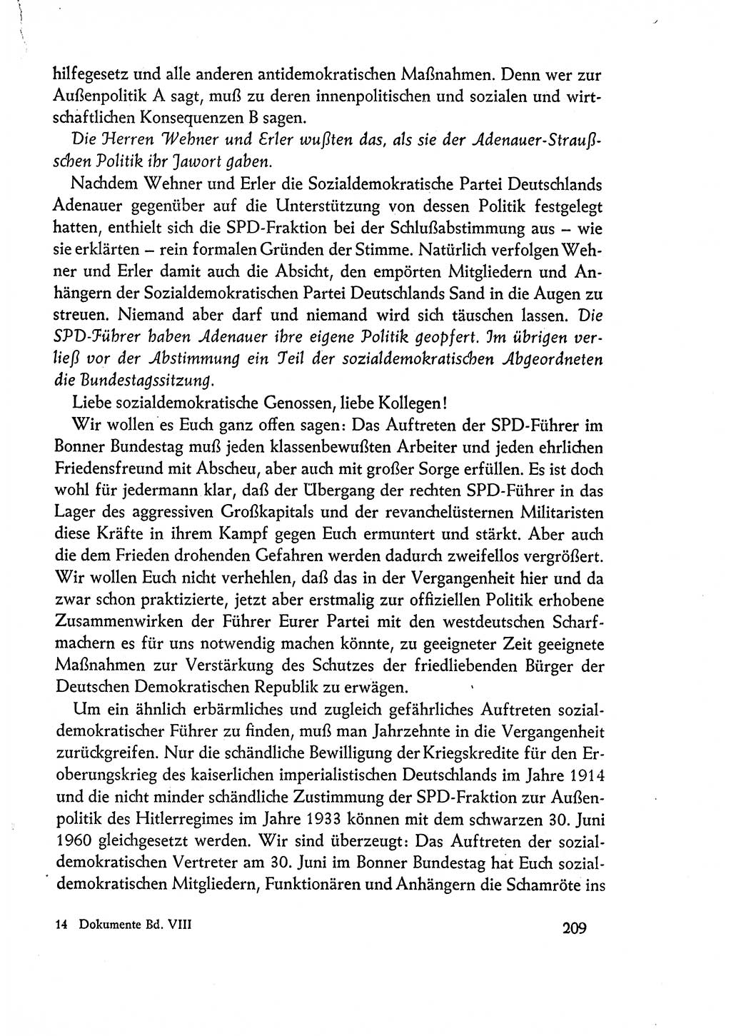 Dokumente der Sozialistischen Einheitspartei Deutschlands (SED) [Deutsche Demokratische Republik (DDR)] 1960-1961, Seite 209 (Dok. SED DDR 1960-1961, S. 209)
