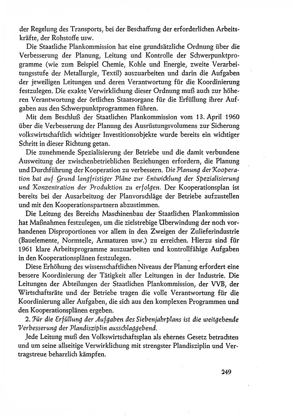 Dokumente der Sozialistischen Einheitspartei Deutschlands (SED) [Deutsche Demokratische Republik (DDR)] 1960-1961, Seite 249 (Dok. SED DDR 1960-1961, S. 249)