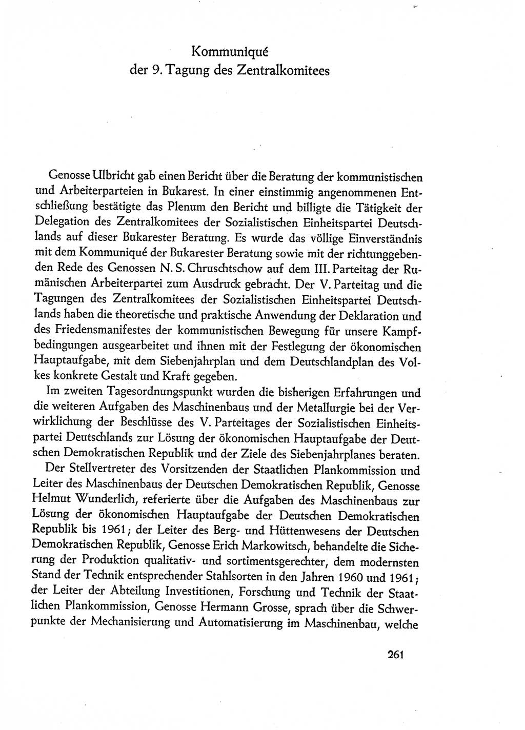 Dokumente der Sozialistischen Einheitspartei Deutschlands (SED) [Deutsche Demokratische Republik (DDR)] 1960-1961, Seite 261 (Dok. SED DDR 1960-1961, S. 261)