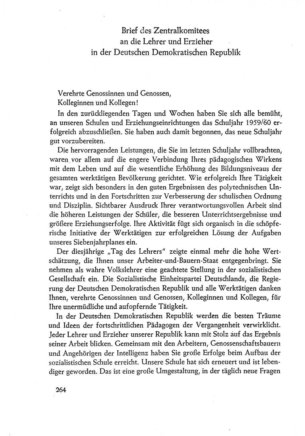 Dokumente der Sozialistischen Einheitspartei Deutschlands (SED) [Deutsche Demokratische Republik (DDR)] 1960-1961, Seite 264 (Dok. SED DDR 1960-1961, S. 264)